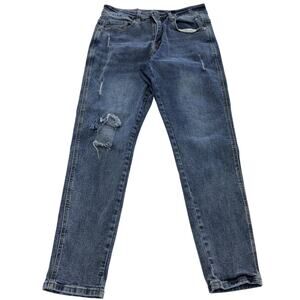 YoungLA Jeans Mens 34x29 Blue Distressed Slim Skinny Fit Denim‎ Ripped Pants